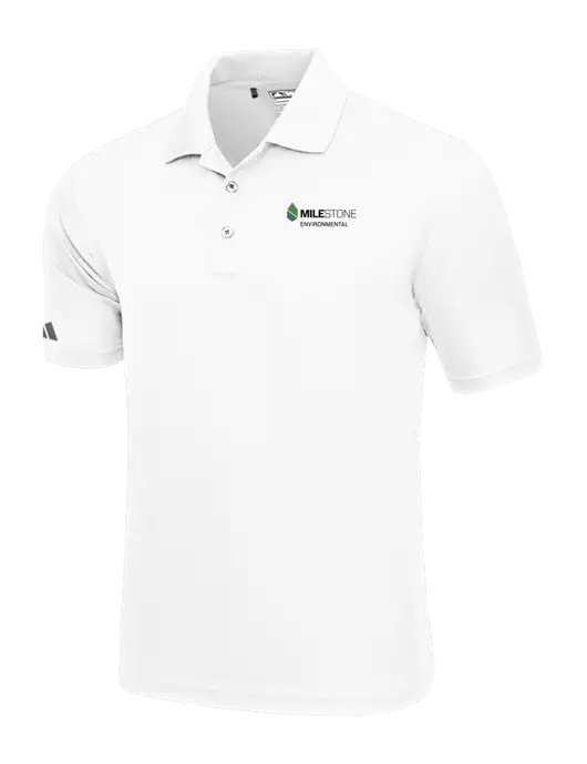 Adidas White Basic Sport Polo w/Milestone Environmental Logo