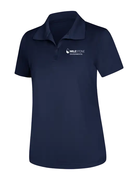 Womens Navy Micropique Sport-Wick Polo w/Milestone Environmental Logo