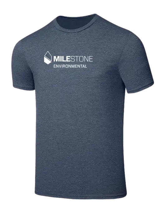 Seriously Soft Heathered Navy T-Shirt w/Milestone Environmental Logo