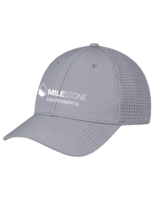 Grey Performance Stretchable Cap Hook & Loop w/Milestone Environmental Logo