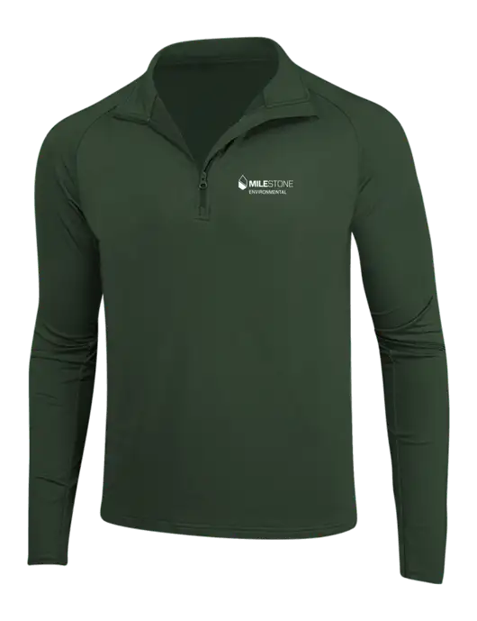 Dark Green Sport Wick Stretch 1/4 Zip Pullover w/Milestone Environmental Logo