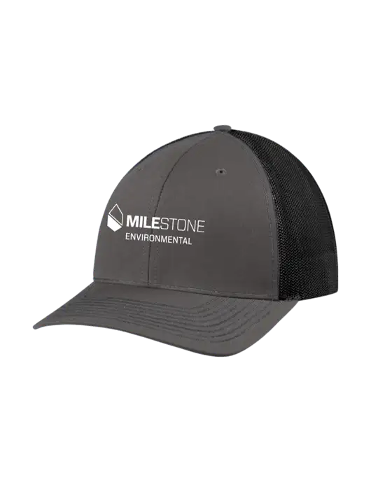 Richardson Adjustable Snapback Original 112 Trucker Cap Dark Grey w/Black Mesh w/Milestone Environmental Logo