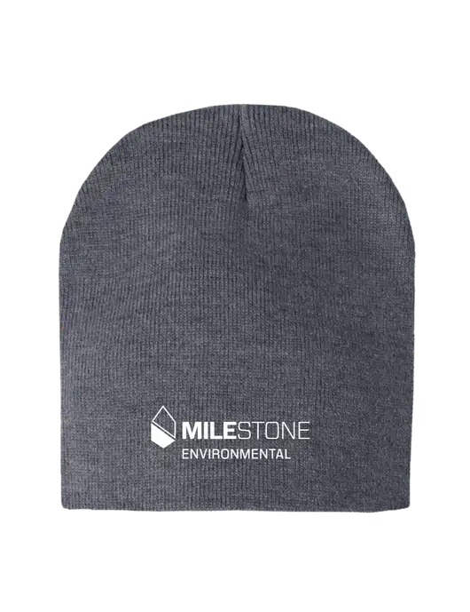 Dark Grey Heather Element Knit Beanie w/Milestone Environmental Logo