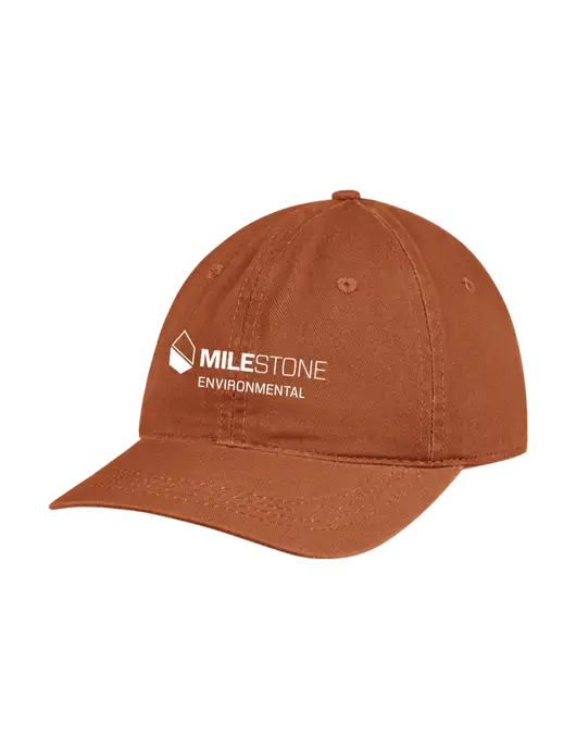 Garment Washed Unstructured Twill Burnt Orange Cap w/Milestone Environmental Logo