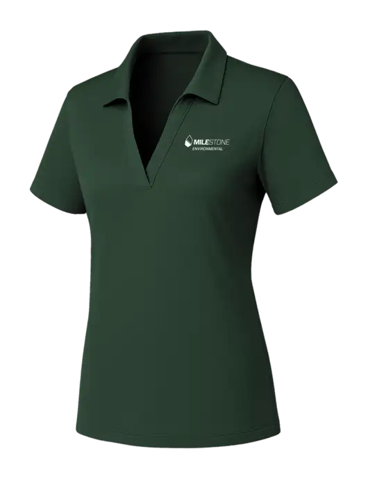 Womens Dark Green PosiCharge RacerMesh Polo w/Milestone Environmental Logo