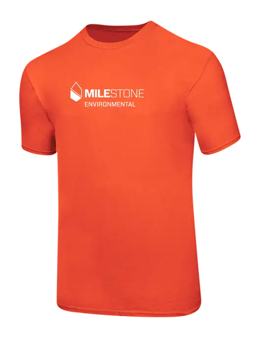Ring Spun Orange 4.5 oz T-Shirt w/Milestone Environmental Logo