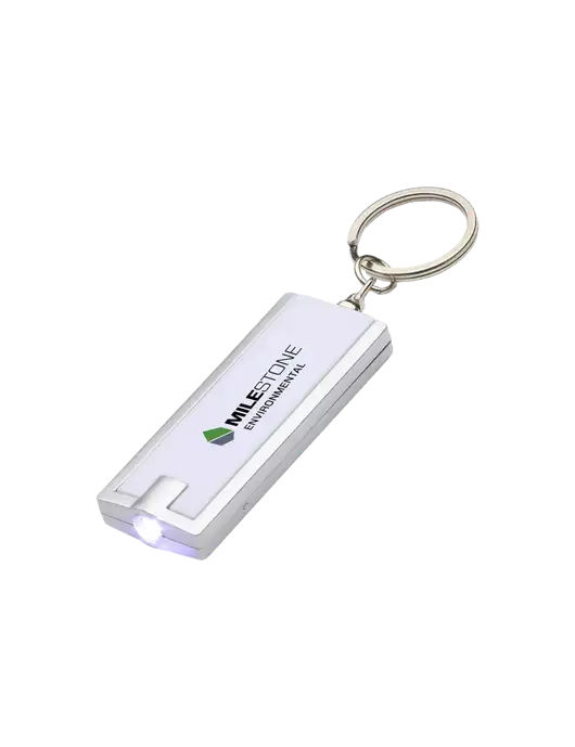 Simple Touch White LED Keychain w/Milestone Environmental Logo