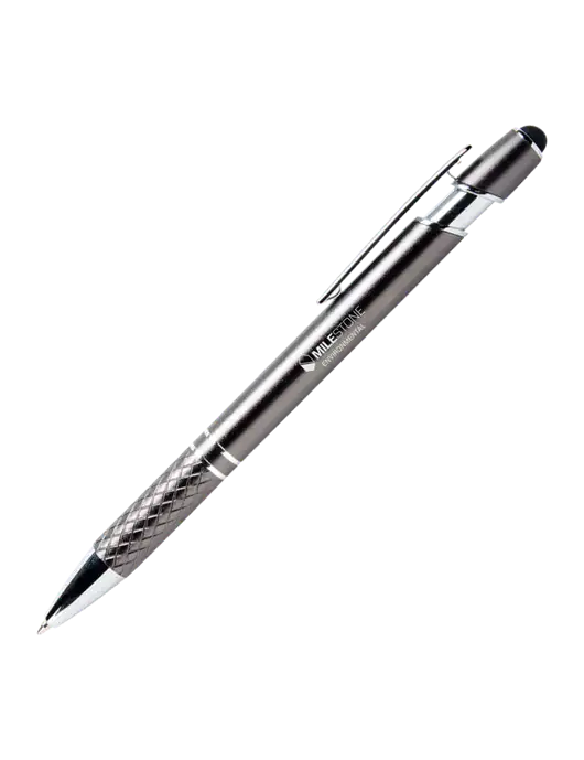 Valencia Gunmetal Stylus Pen - Black Ink w/Milestone Environmental Logo