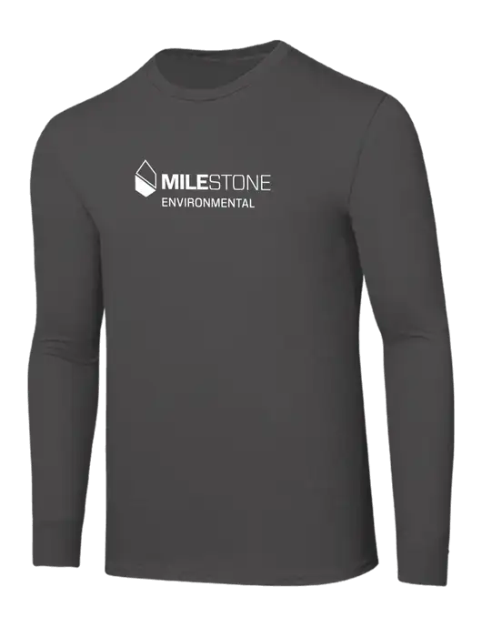 Seriously Soft Dark Grey Long Sleeve T-Shirt w/Milestone Environmental Logo