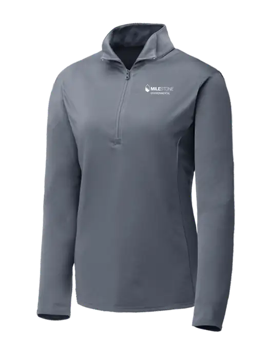 Medium Grey Womens Posicharge Competitor ¼ Zip Pullover w/Milestone Environmental Logo