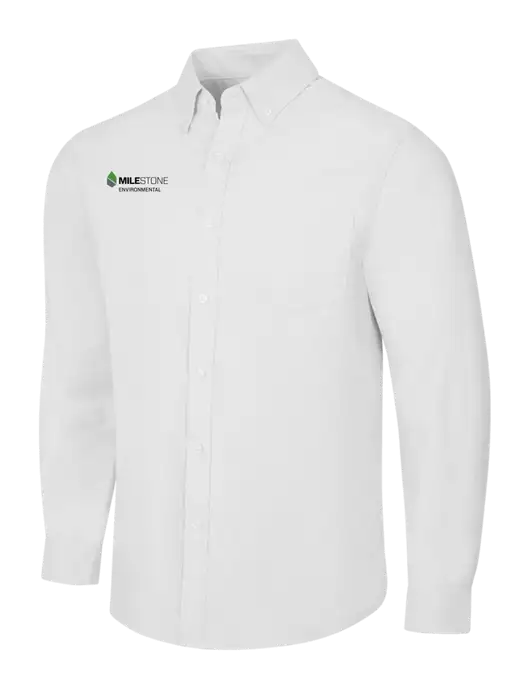 White SuperPro Oxford Shirt w/Milestone Environmental Logo