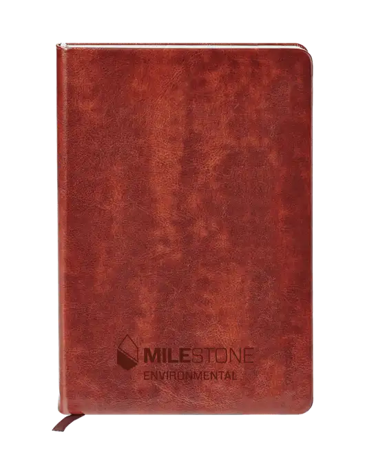 Fabrizio Brown Hard Cover 5.75 x 8.3 Journal w/Milestone Environmental Logo