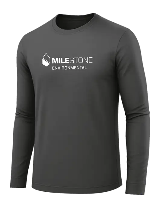 Long Sleeve Dark Grey PosiCharge Competitor Tee w/Milestone Environmental Logo