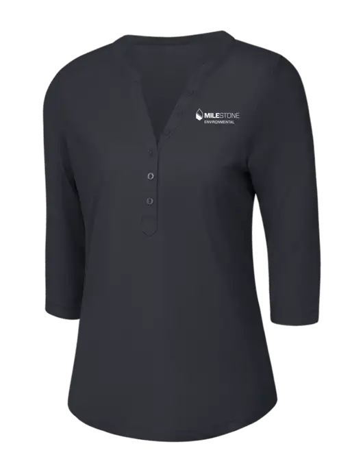 OGIO Charcoal Grey Jewel Henley w/Milestone Environmental Logo