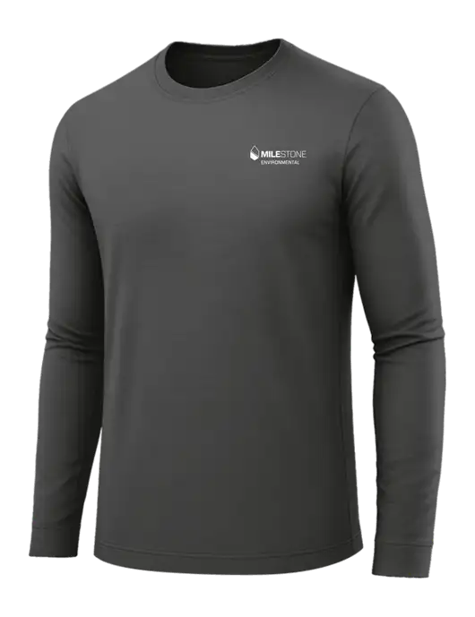Long Sleeve Dark Grey PosiCharge Competitor Tee w/Milestone Environmental Logo