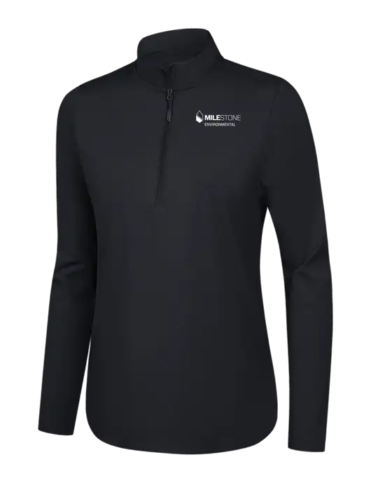  Womens Black C-FREE Double Knit 1/4-Zip w/Milestone Environmental Logo