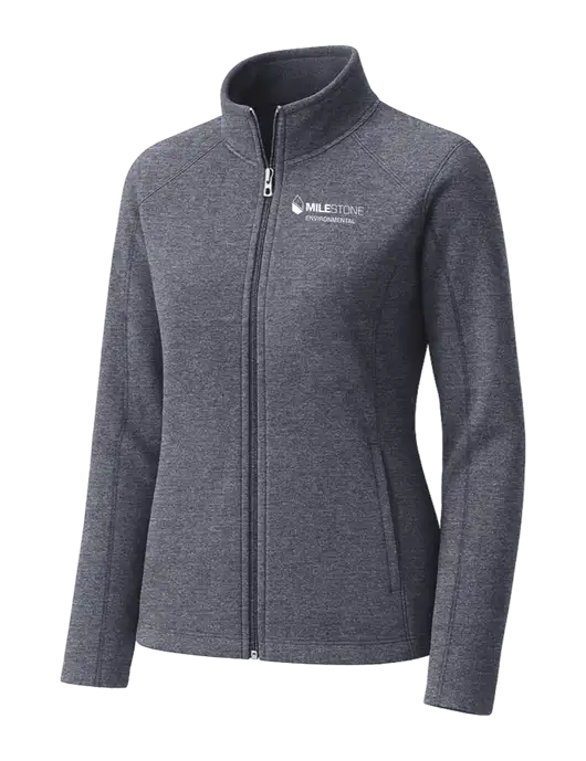 Light Navy Heather Womens Microfleece Full-Zip Jacket w/Milestone Environmental Logo