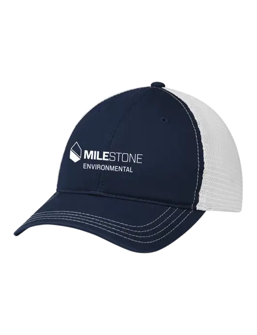 Richardson 111 Garment Washed Trucker Cap Navy w/White Mesh w/Milestone Environmental Logo