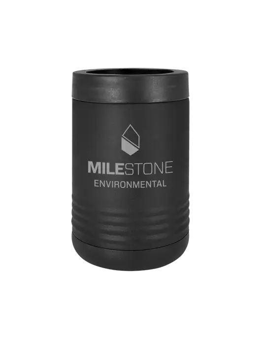 Polar Camel 12 oz Powder Coated Black Vacuum Insulated Beverage Holder w/Milestone Environmental Logo