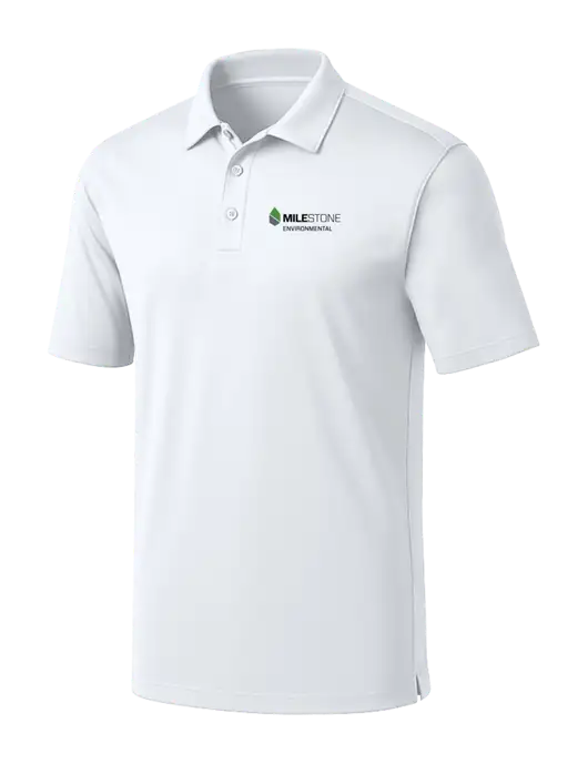 White Silk Touch Performance Polo w/Milestone Environmental Logo