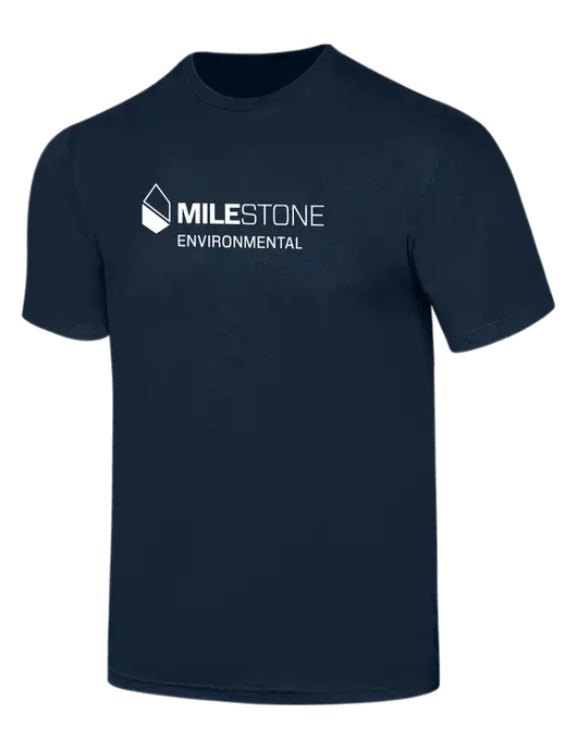Simply Soft Navy 4.5oz  Poly/Combed Ring Spun Cotton T-Shirt w/Milestone Environmental Logo