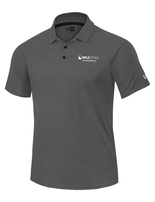 New Era Dark Grey Heather Power Polo w/Milestone Environmental Logo
