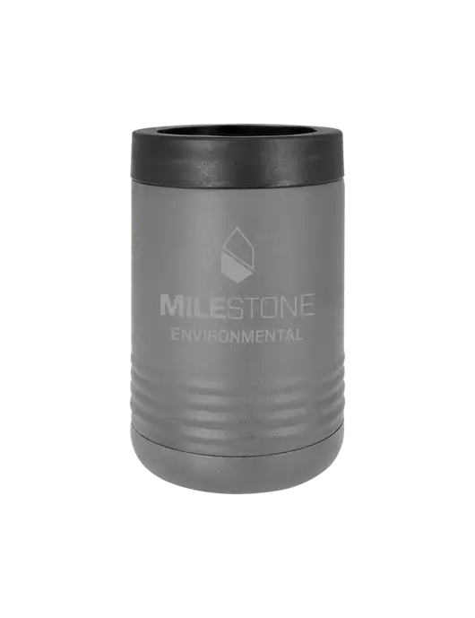 Polar Camel 12 oz Powder Coated Grey Vacuum Insulated Beverage Holder w/Milestone Environmental Logo