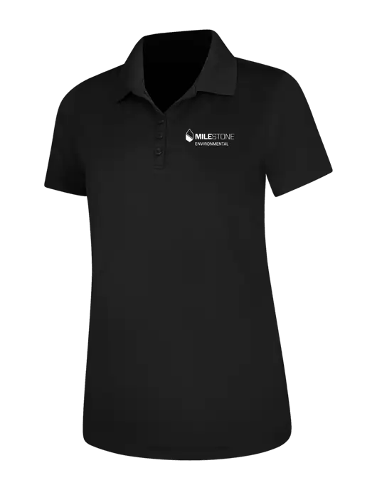 Black Womens Dry Zone UV Mesh Polo w/Milestone Environmental Logo
