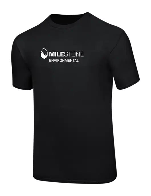Ring Spun Jet Black 4.5 oz T-Shirt w/Milestone Environmental Logo