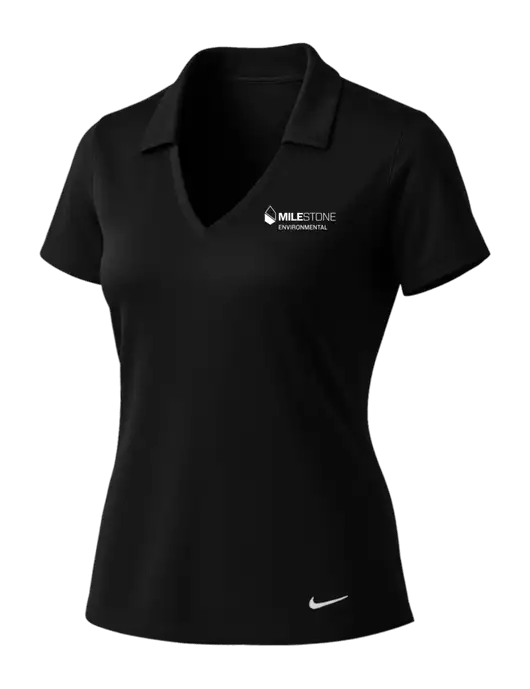 NIKE Black Womens Dri-Fit Vertical Mesh Polo w/Milestone Environmental Logo