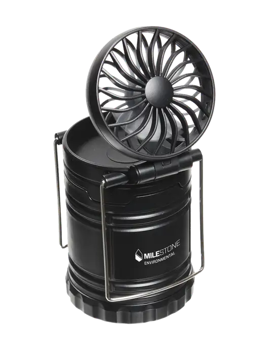 Black Retro Lantern with Fan w/Milestone Environmental Logo