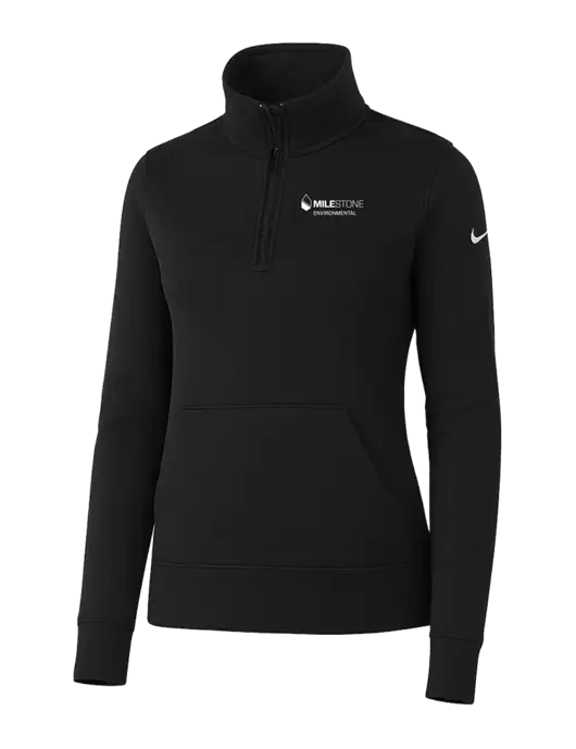 Nike Womens Black Club Fleece Sleeve Swoosh 1/2-Zip w/Milestone Environmental Logo