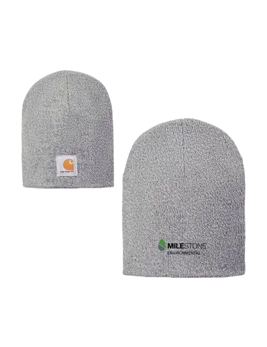 Carhartt Light Grey Heather Acrylic Knit Hat w/Milestone Environmental Logo