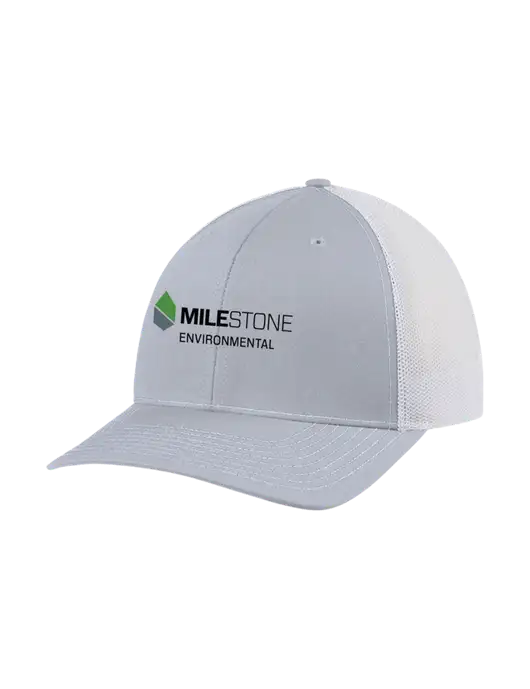 Richardson Adjustable Snapback Original 112 Trucker Cap Light Heather Grey w/White Mesh w/Milestone Environmental Logo