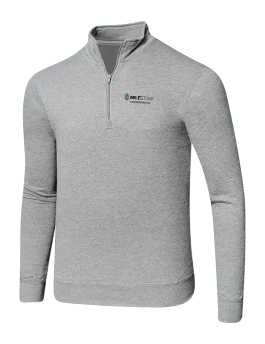 Light Heather Grey 8.5 oz Ring Spun 1/4 Zip Pullover Sweatshirt w/Milestone Environmental Logo