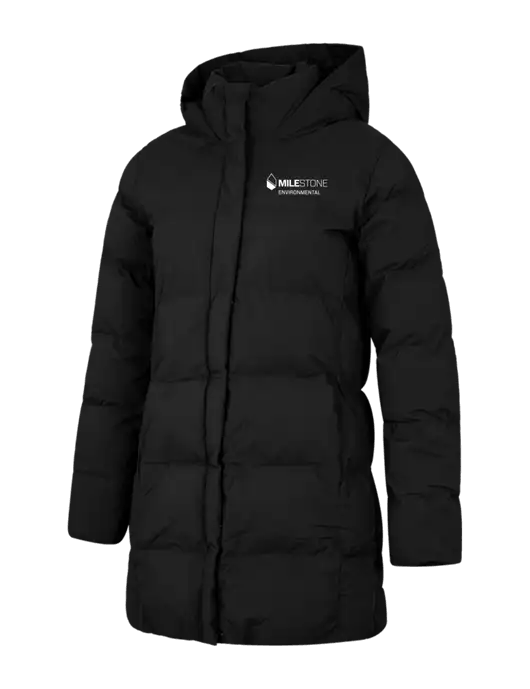 Mercer+Mettle Womens Deep Black Puffy Parka  w/Milestone Environmental Logo
