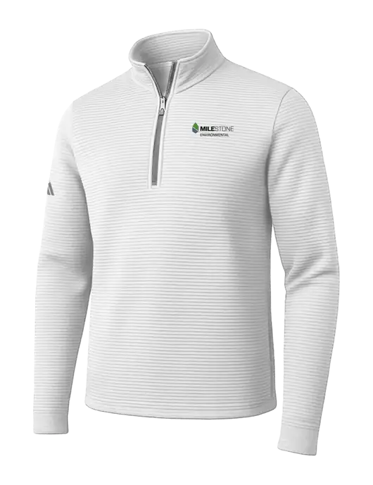 Adidas White Spacer Quarter-Zip Pullover w/Milestone Environmental Logo