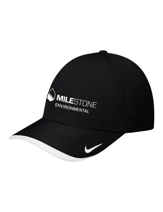 Nike Black/White Dri-FIT Perforated Performance Cap w/Milestone Environmental Logo