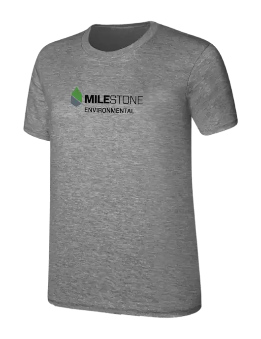 Womens Ring Spun Light Grey Heather 4.5 oz T-Shirt w/Milestone Environmental Logo