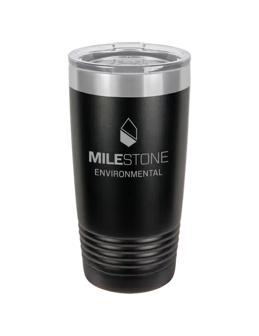 Polar Camel 20 oz Powder Coated Black Vacuum Insulated Tumbler w/Milestone Environmental Logo
