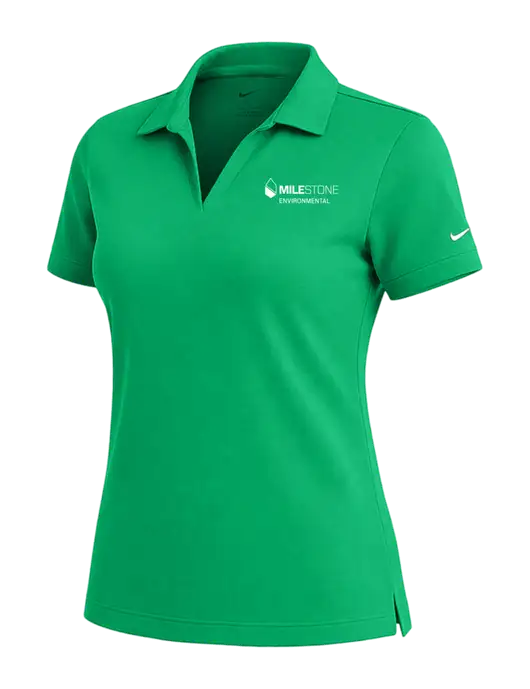 NIKE Kelly Green Womens Dri-Fit Micro Pique Polo w/Milestone Environmental Logo