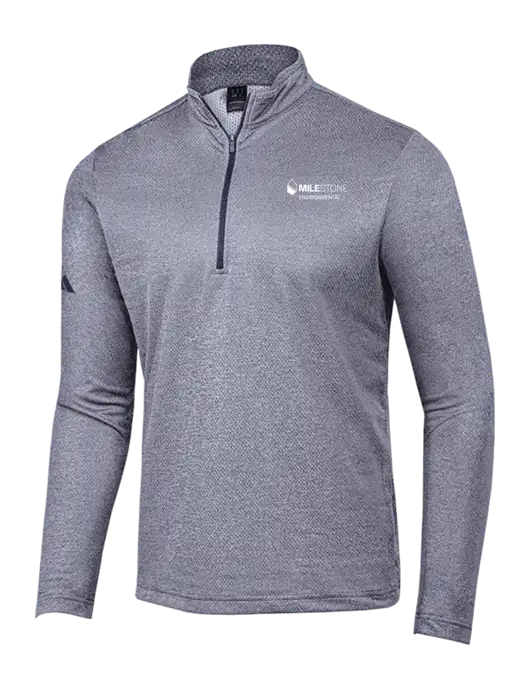 Adidas Navy Melange Space Dyed Quarter-Zip Pullover w/Milestone Environmental Logo