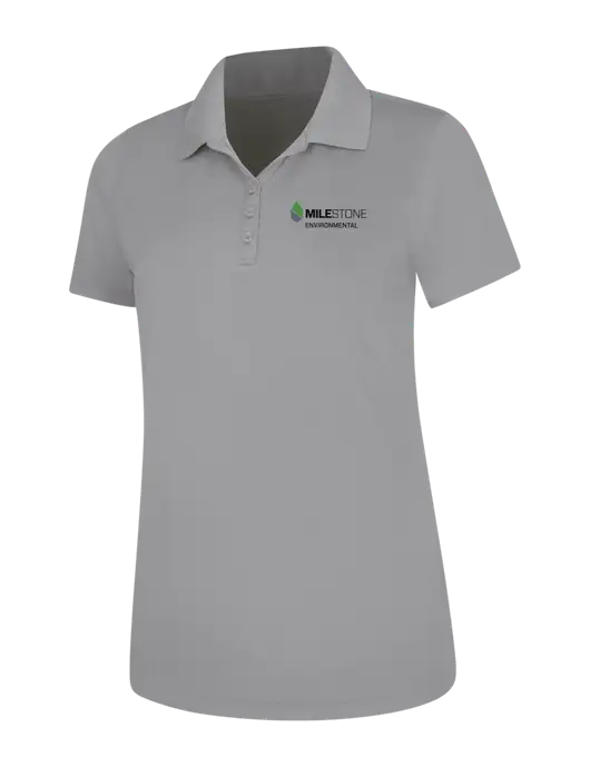 Light Grey Womens Dry Zone UV Mesh Polo w/Milestone Environmental Logo