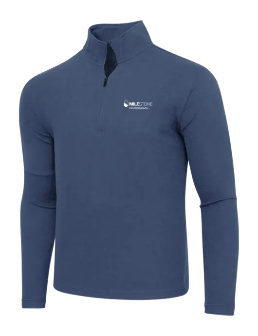 Adidas  Navy  Melange 3 Stripes Quarter Zip Sweater w/Milestone Environmental Logo