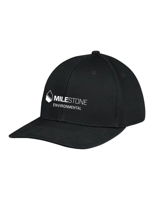 Premium Modern Structured Twill Black Snapback Cap w/Milestone Environmental Logo