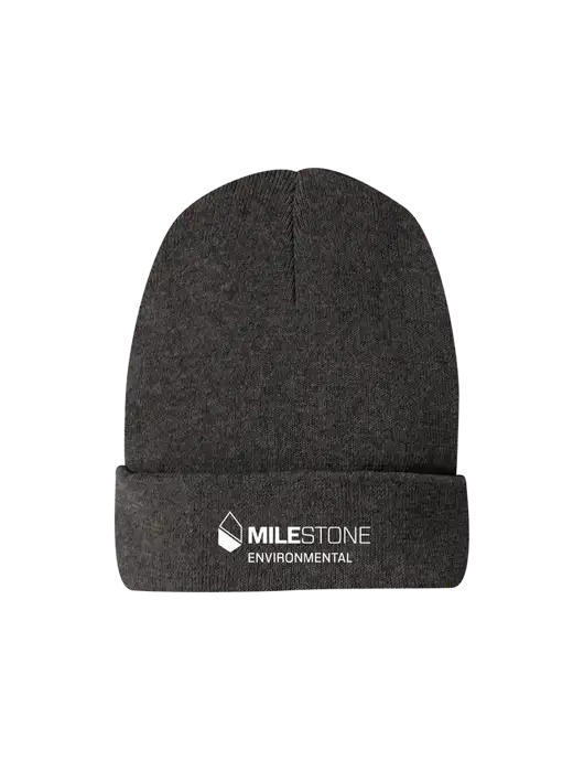 Recycled Charcoal Heather Beanie w/Milestone Environmental Logo
