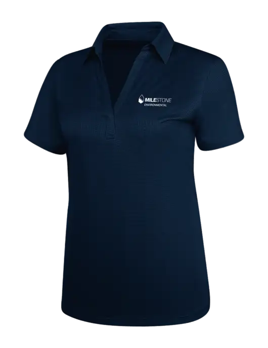 Navy Womens Performance Fine Jacquard Polo w/Milestone Environmental Logo