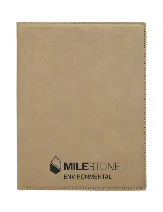 Tan Leatherette 7 x 9 Portfolio with Notepad w/Milestone Environmental Logo