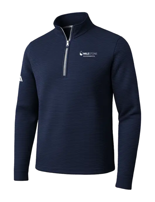 Adidas Navy Spacer Quarter-Zip Pullover w/Milestone Environmental Logo