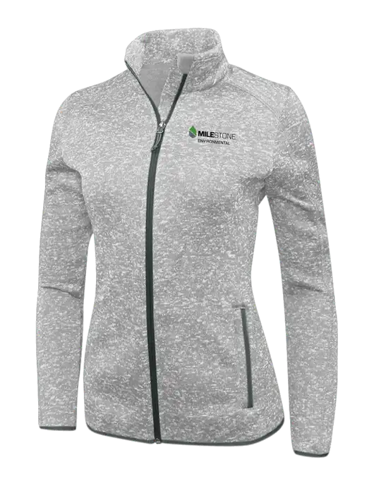 Grey Heather Womens Sweater Fleece Jacket w/Milestone Environmental Logo
